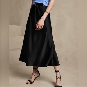 Banana Republic Factory Black Midi Slip Skirt Size Medium